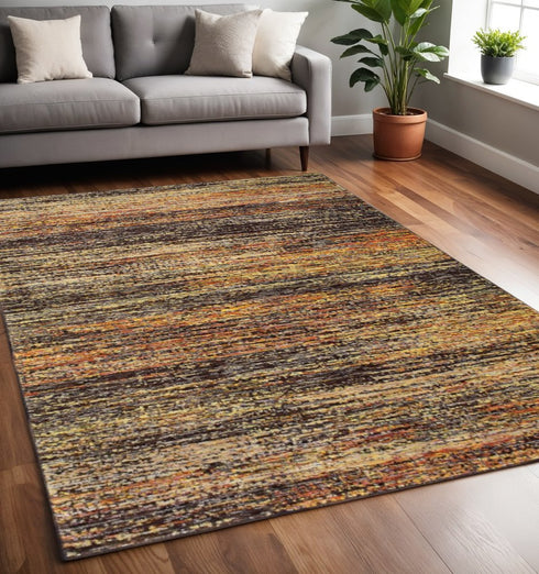2' X 8' Gold And Slate Abstract Runner Rug